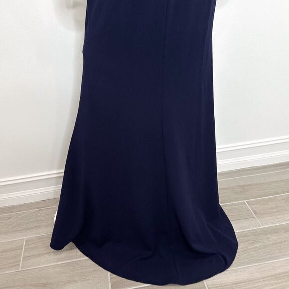 Anthropologie BHLDN Tatum V-Neck Crepe Gown Maxi Dress in Navy Women's Size 6 - Picture 11 of 16